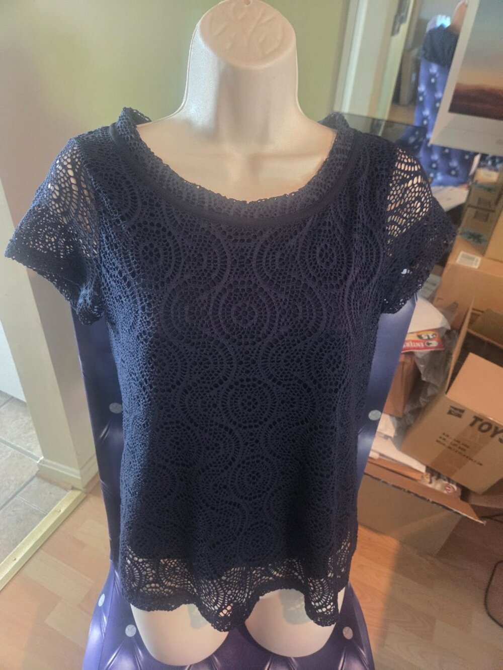 Banana Republic Crochet dark blue blouse XS